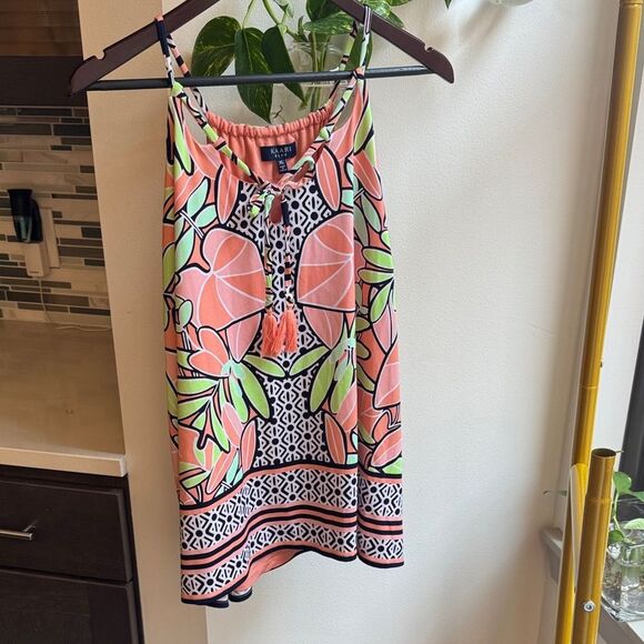 Kaari Blue Orange and Black Patterned Dress - Picture 1 of 7